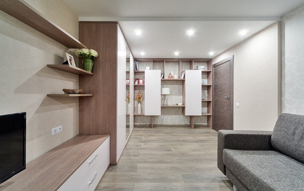 Гостиная и спальня в светлых тонах