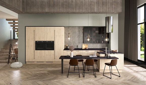 Бежевая кухня в Клину