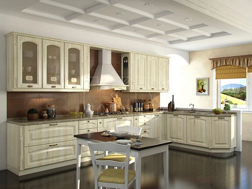 Угловая кухня в зеленом цвете