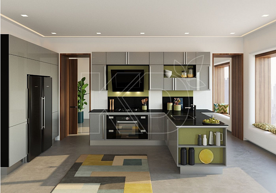 Яркие угловые кухни