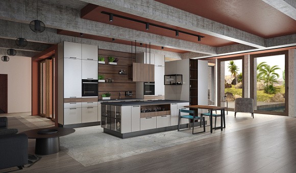 Светлая кухня в Мурманске