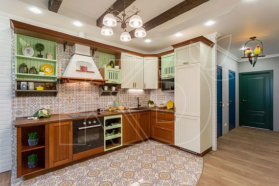 Угловые кухни оливкового цвета