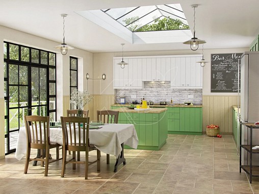 Угловые кухни оливкового цвета